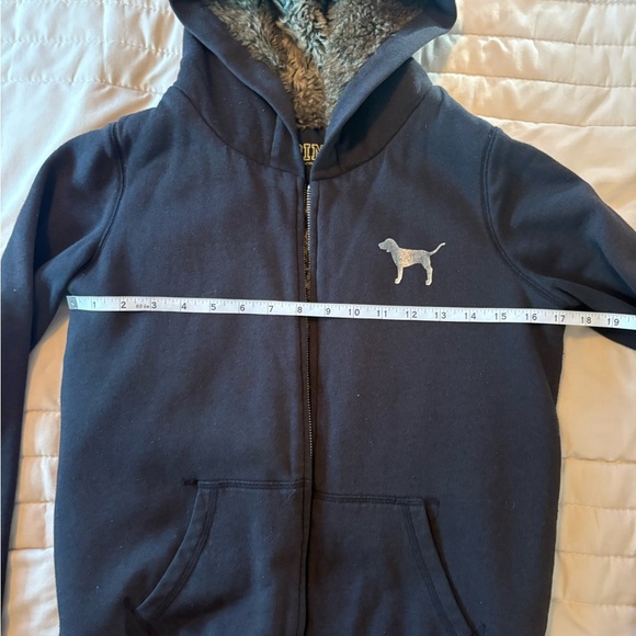 Y2K vintage Victoria's Secret Black Hoodie fur lined with Glitter Accents - Picture 6 of 8